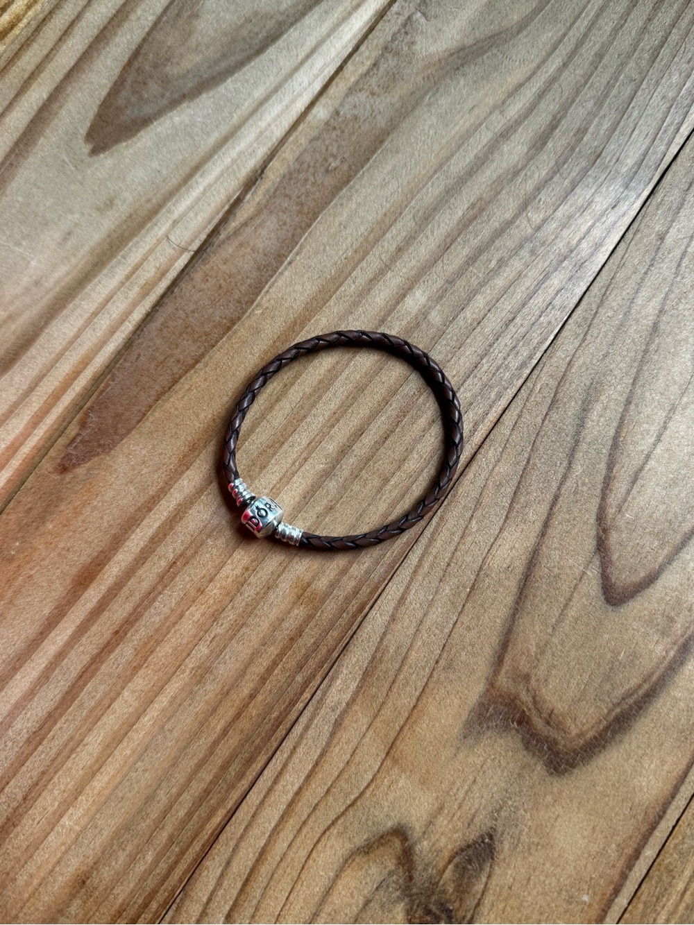 Pandora Brown Braided Leather Bracelet with Sterling Silver clasp